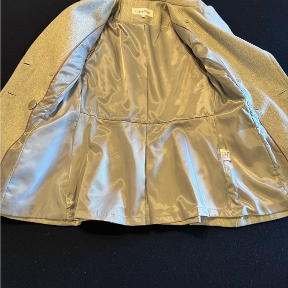 Calvin Klein Women's Gray Double-Breasted Peacoat Jacket Coat Sz 2 - Picture 2 of 15